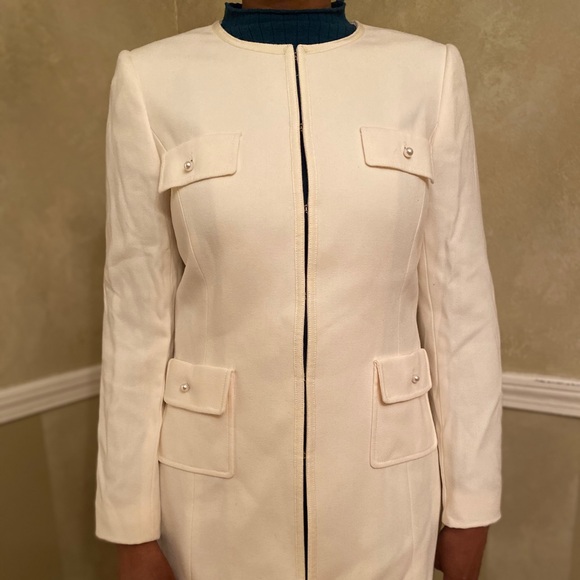 NWT Tahari White Blazer Suit Jacket with pants - Picture 1 of 6